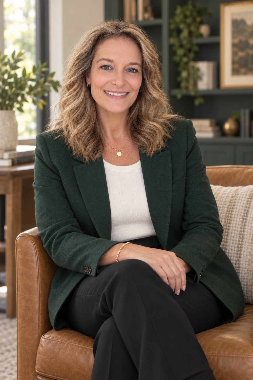 Dawn Gosney seated in her office